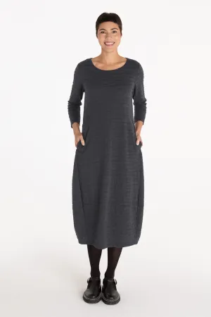 3/4 Sleeve Textured Dress Anthracite