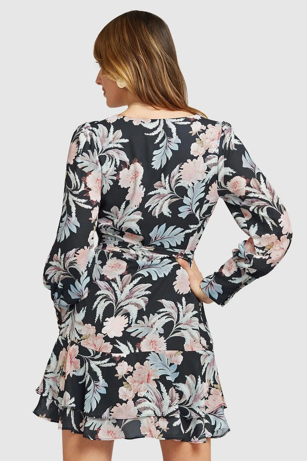 A Night With You Mini Wrap Dress in Black