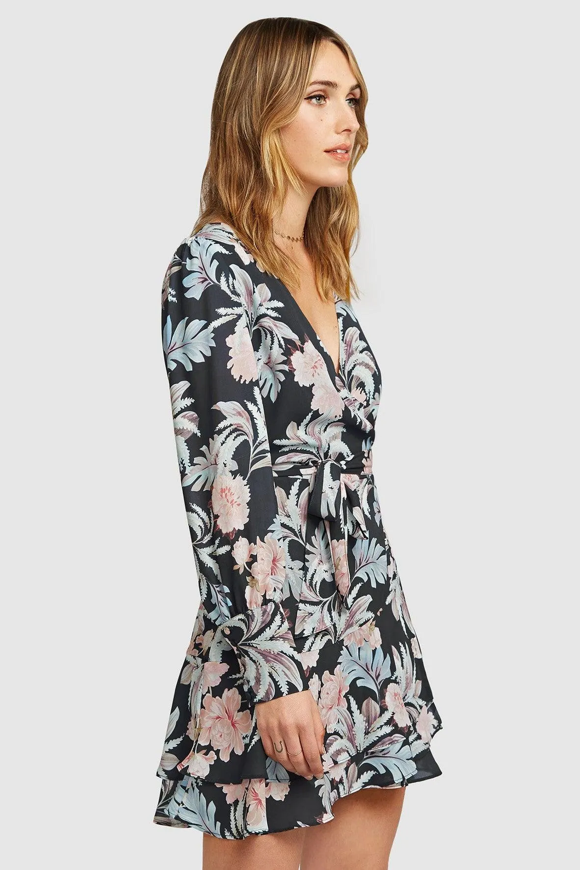 A Night With You Mini Wrap Dress in Black