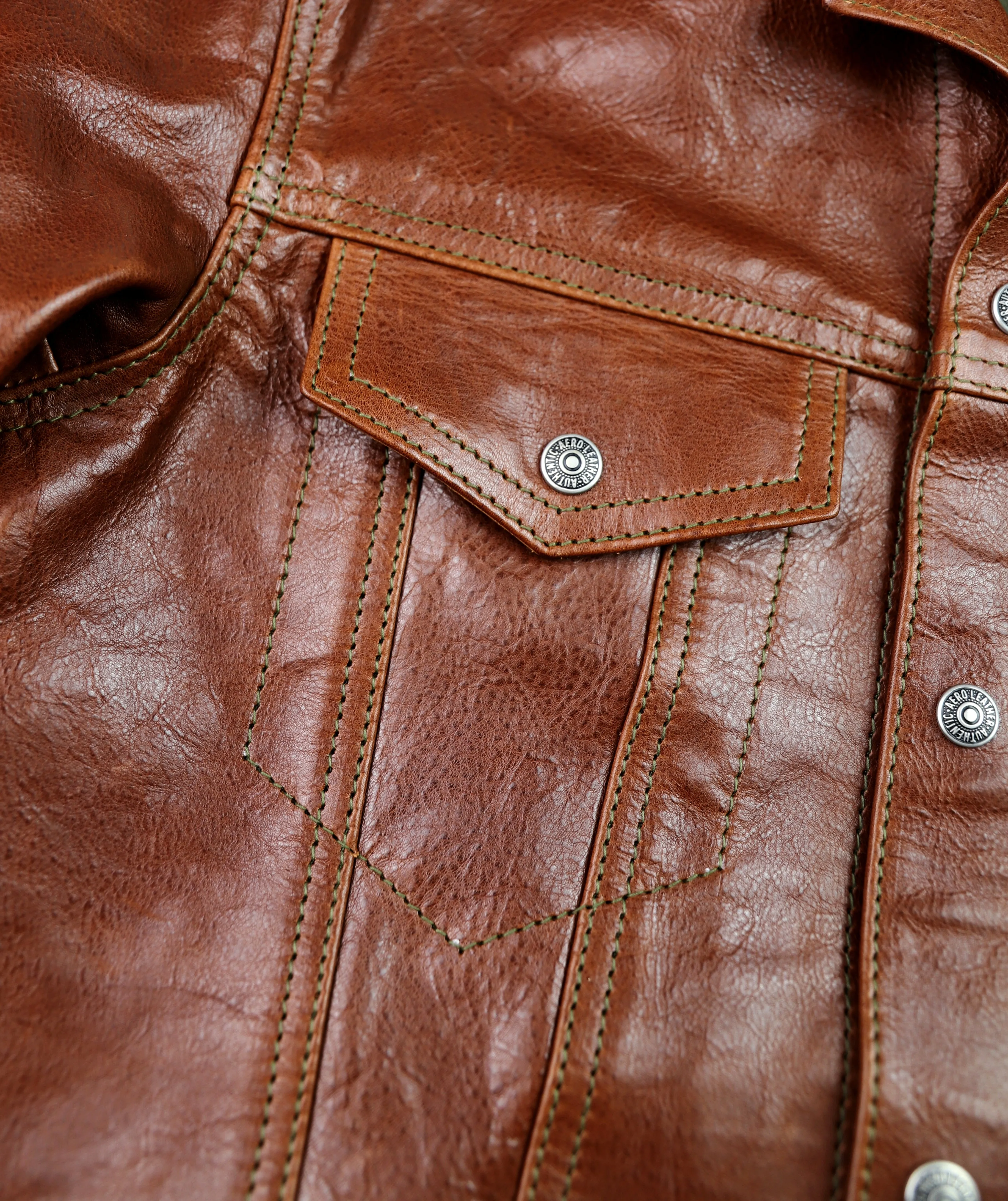 Aero 557XX Type 3 Jean Jacket, size 38, Russet Badalassi Cowhide