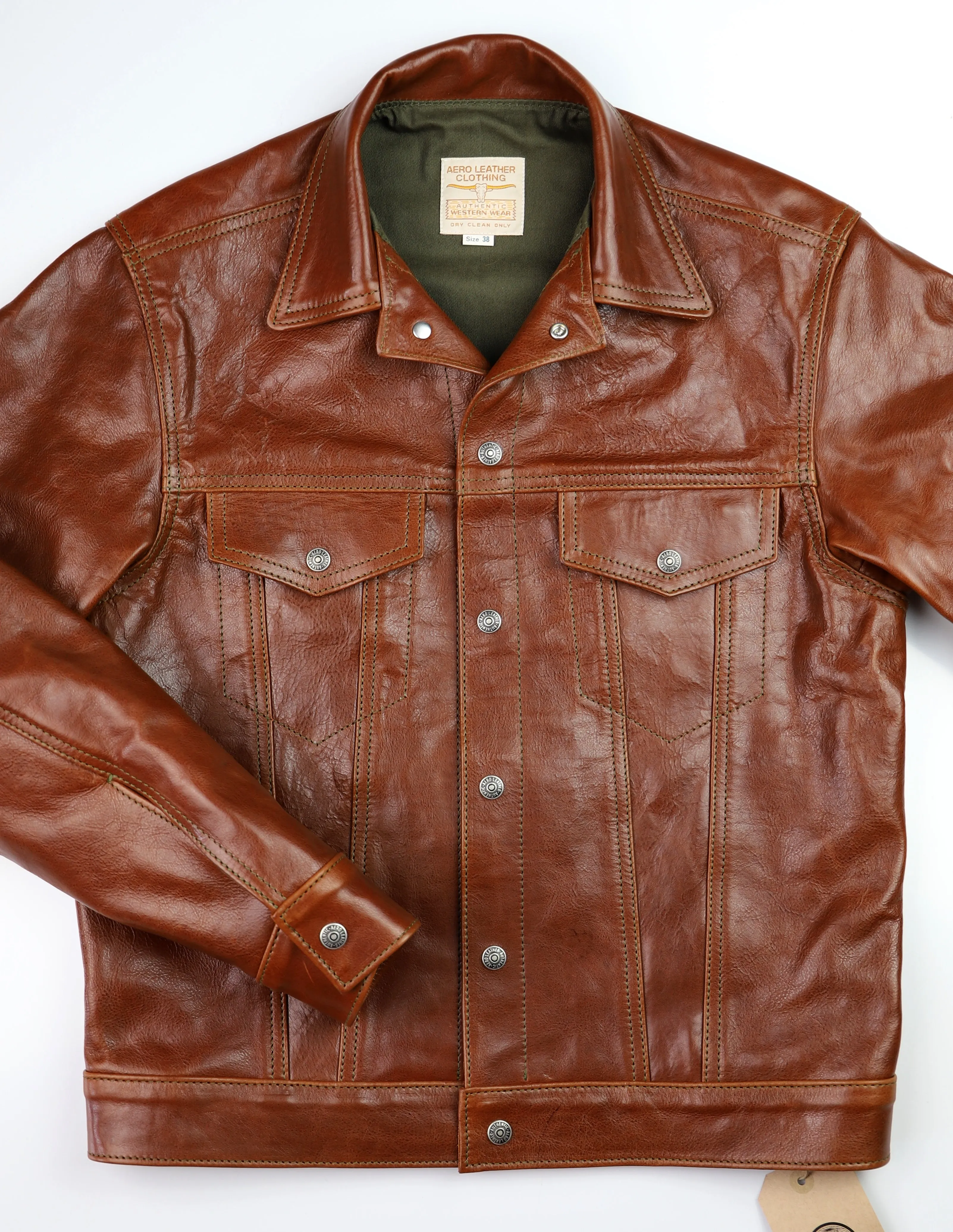 Aero 557XX Type 3 Jean Jacket, size 38, Russet Badalassi Cowhide