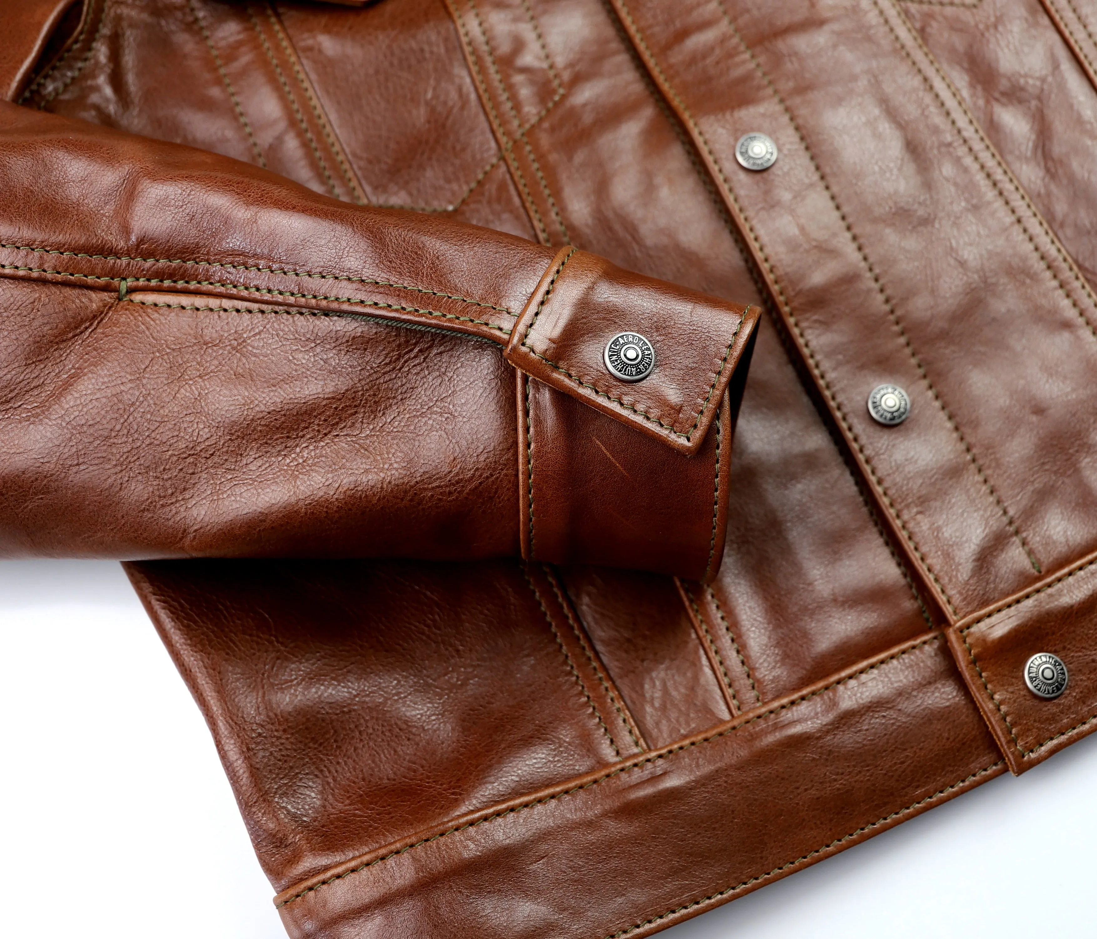 Aero 557XX Type 3 Jean Jacket, size 38, Russet Badalassi Cowhide