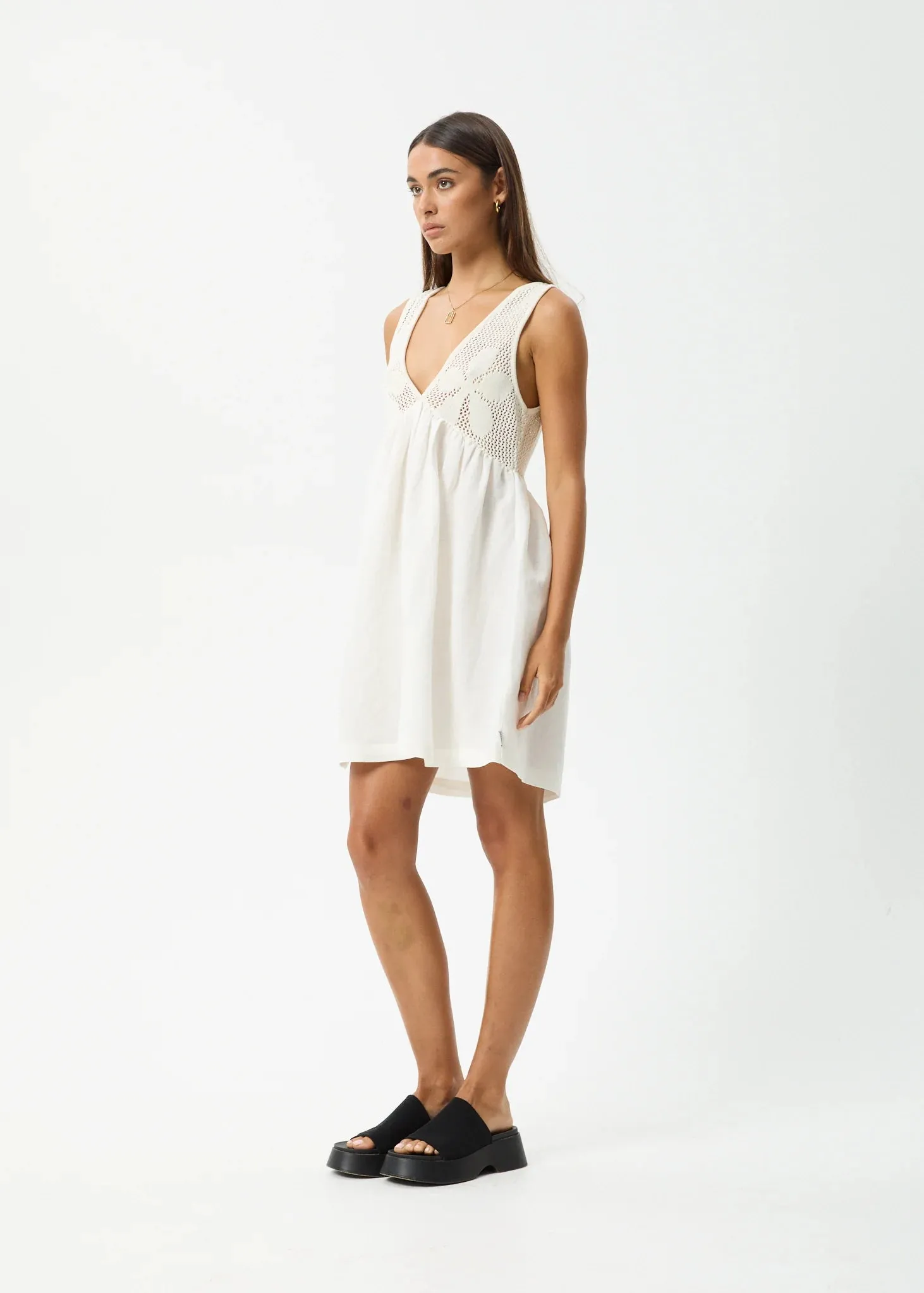 AFENDS Dakota Hemp Mini Dress - White