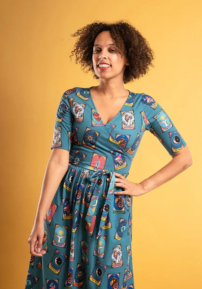 Agni Tarot Card Print Midi Dress