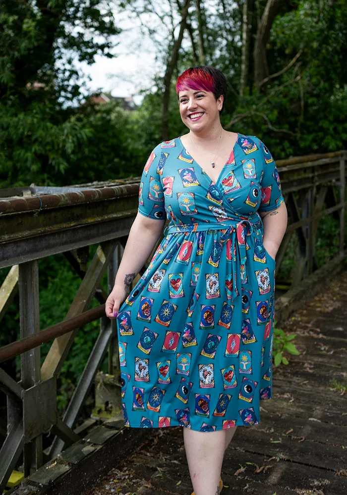 Agni Tarot Card Print Midi Dress