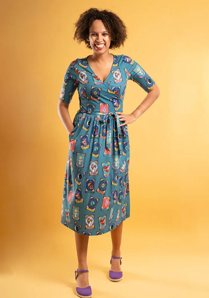 Agni Tarot Card Print Midi Dress
