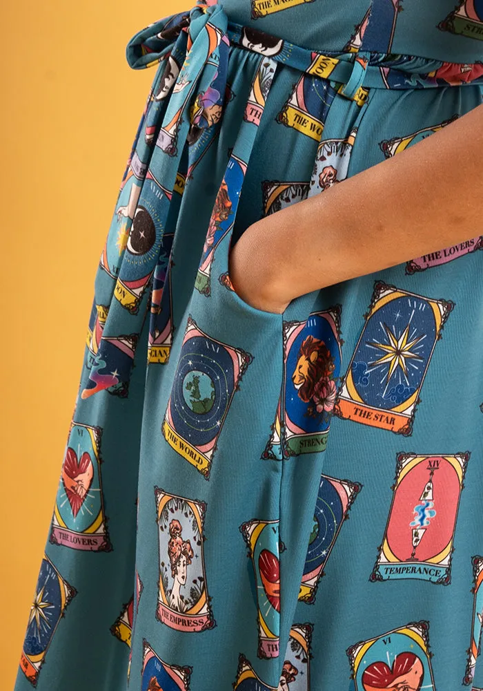 Agni Tarot Card Print Midi Dress