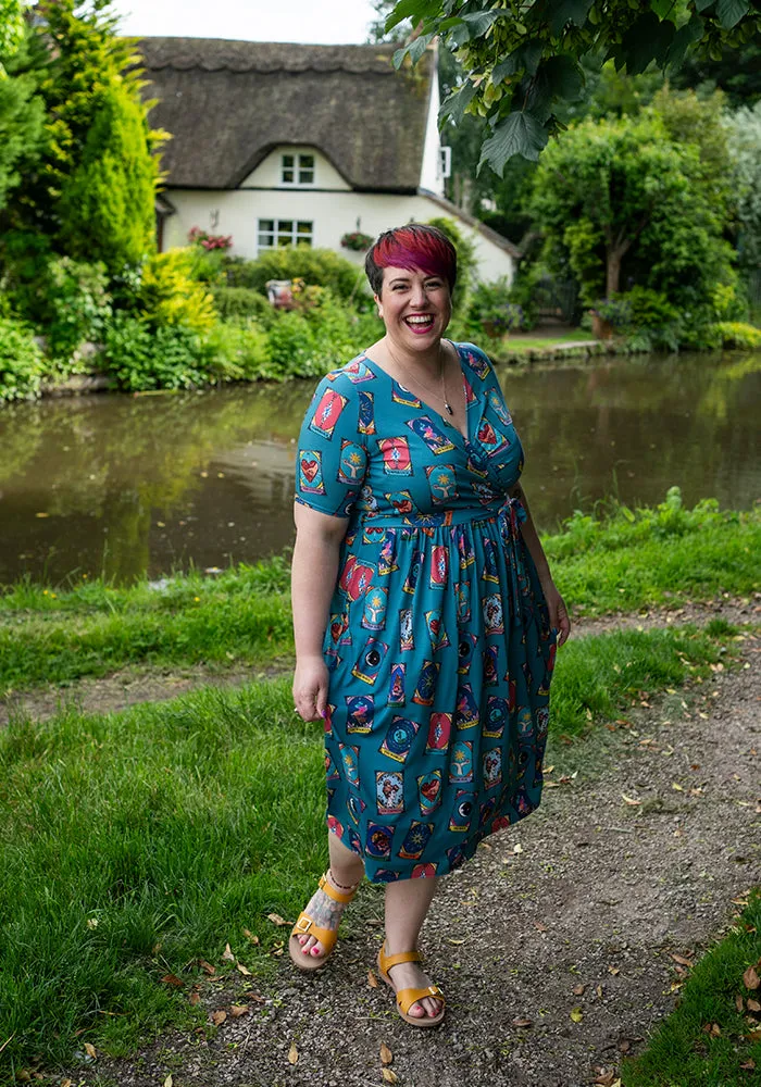 Agni Tarot Card Print Midi Dress