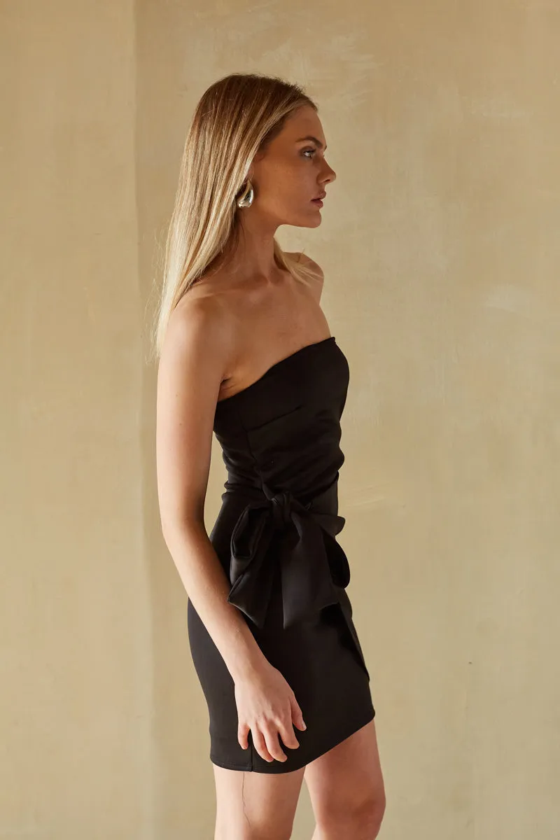 Alaina Strapless Wrap Bow Mini Dress