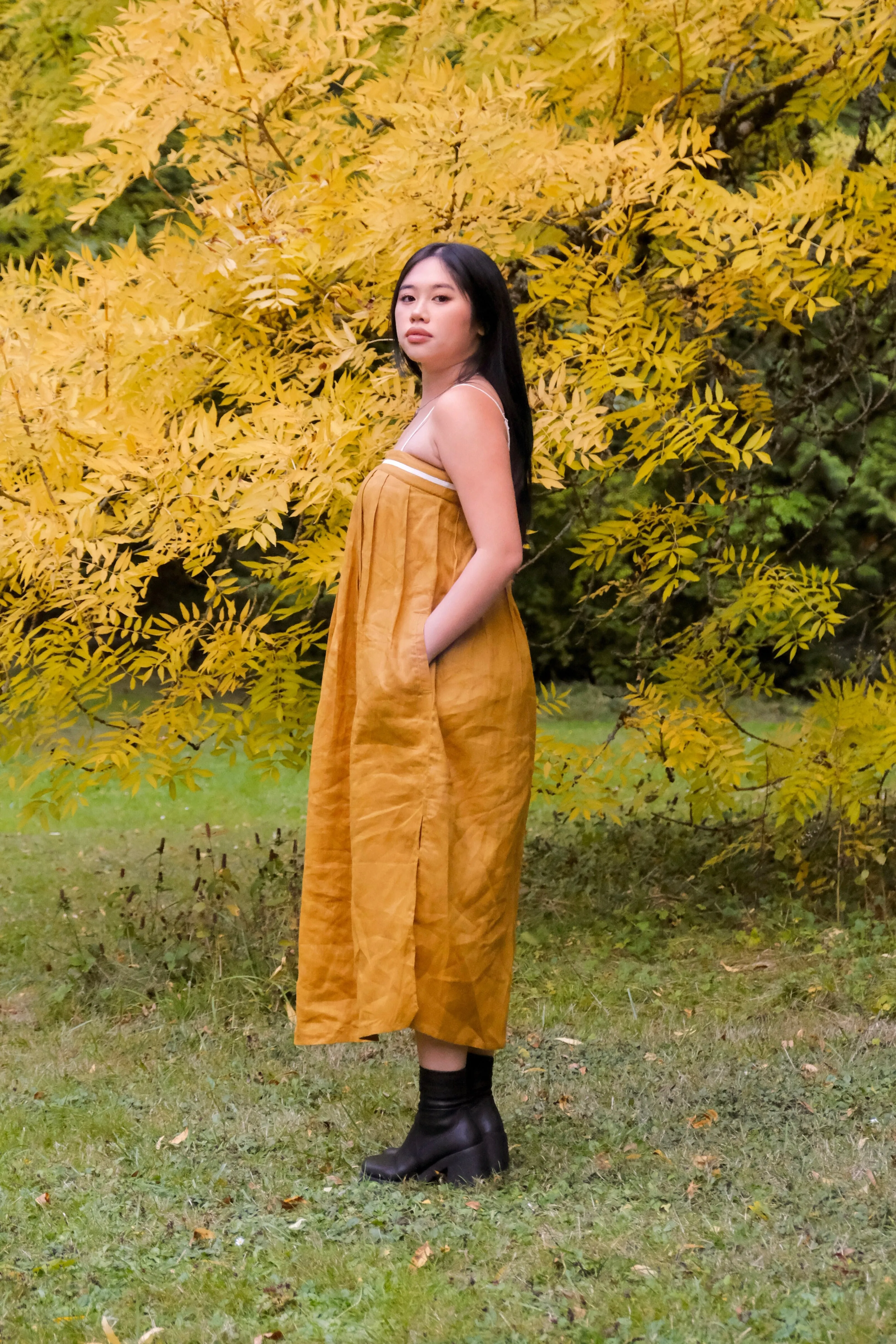 Angela 100% Linen Midi Dress