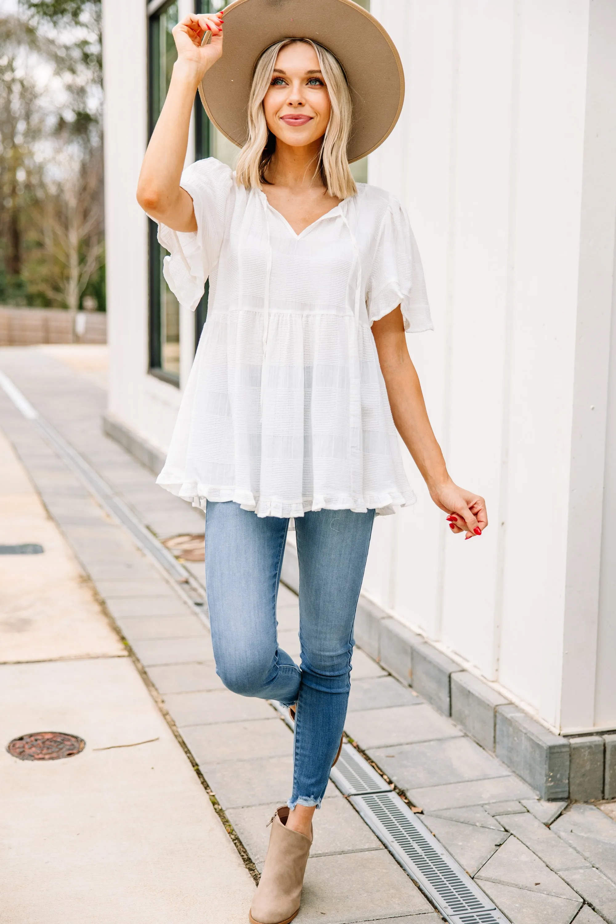 At This Point White Babydoll Top