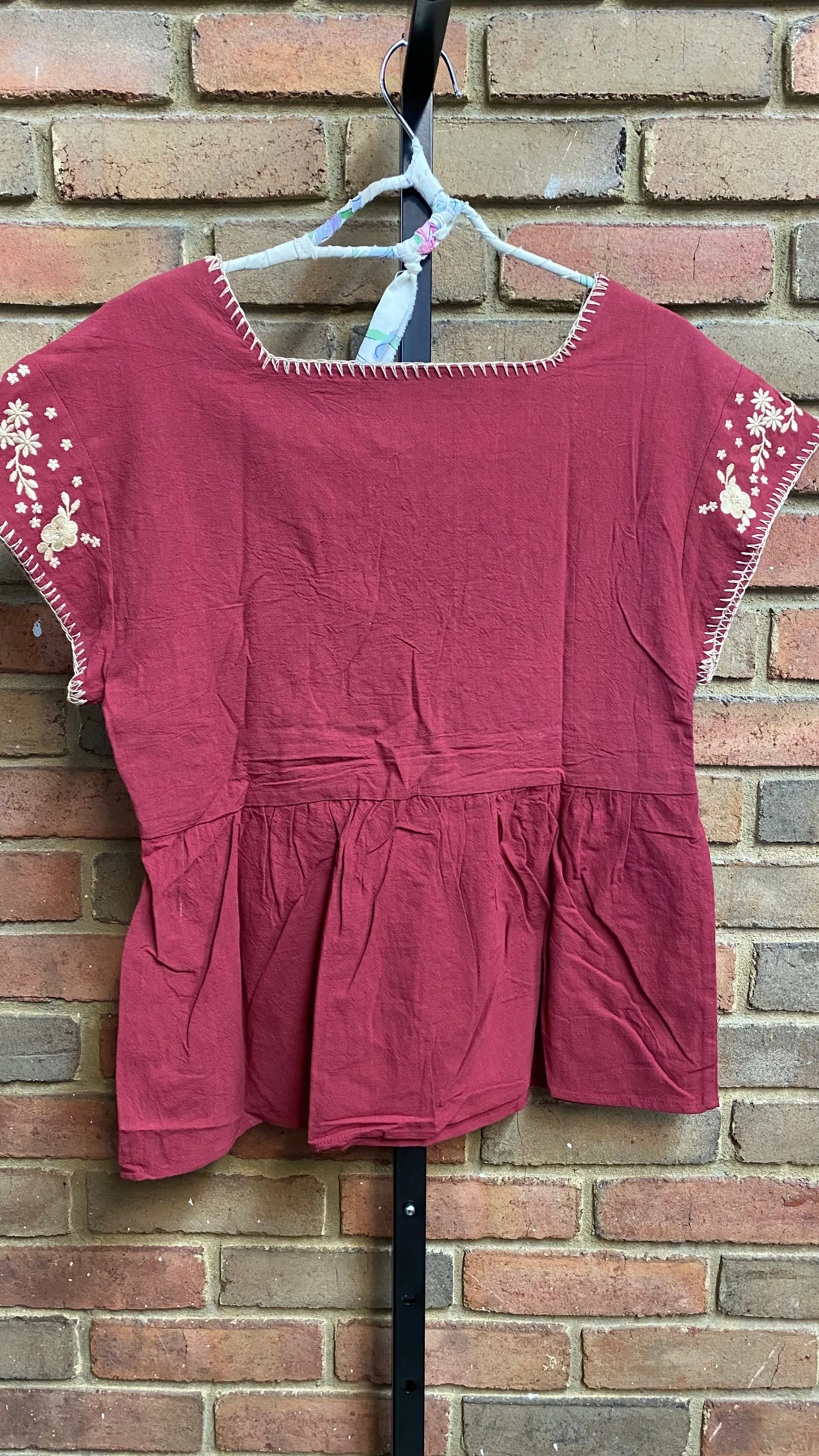 Babydoll Floral Embroidery Top #079