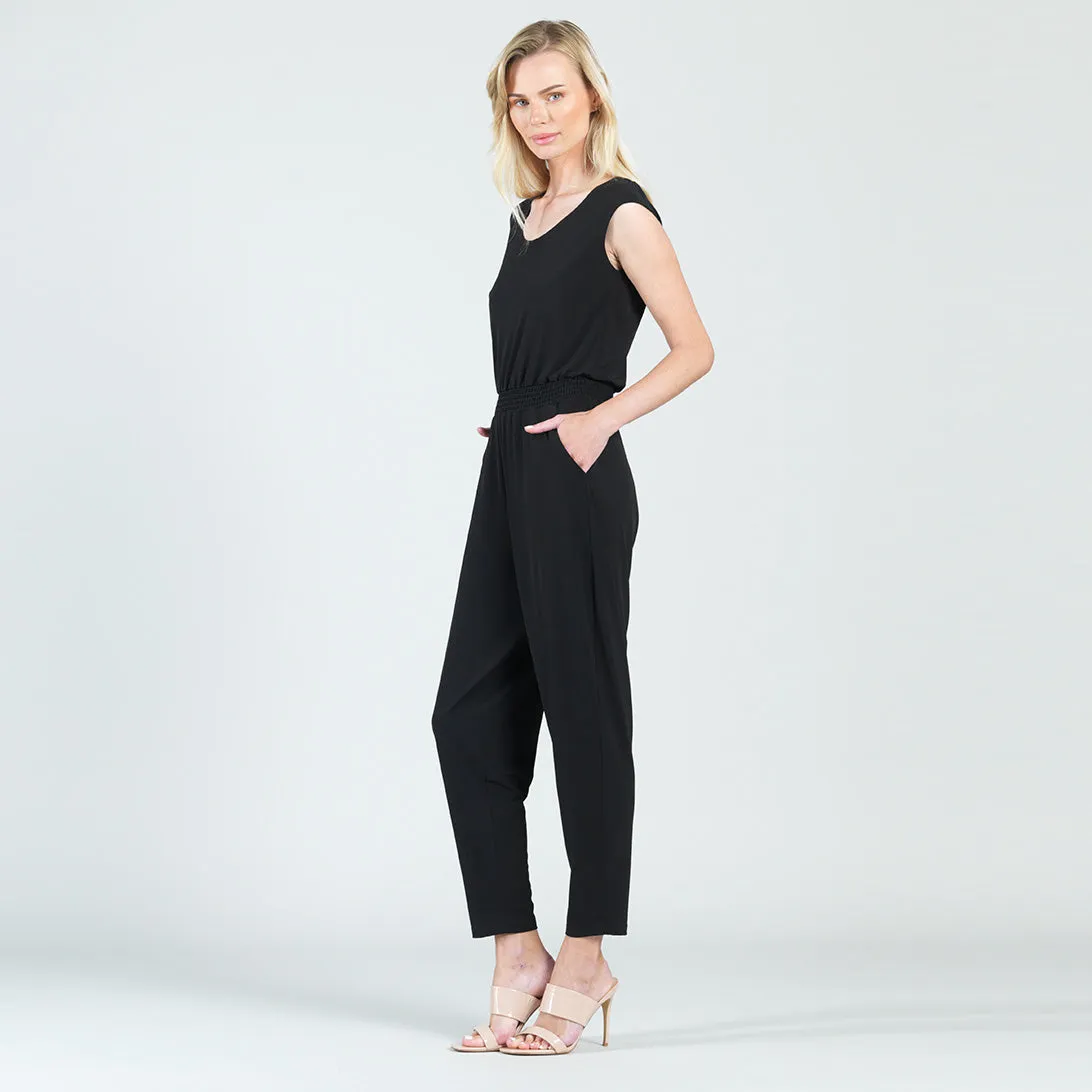 Back Cut Out Jogger Pocket Jumpsuit - Black - Final Sale!