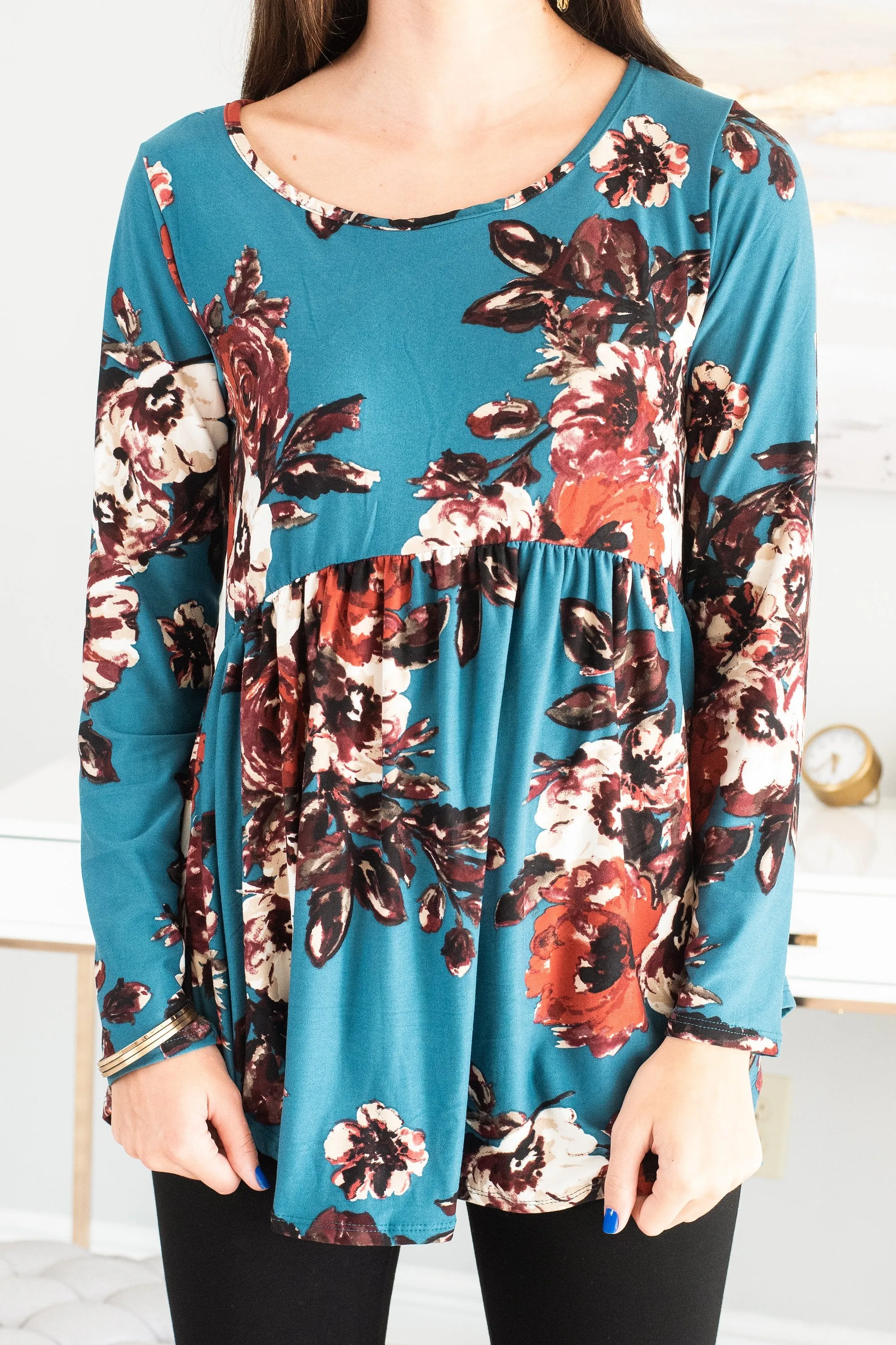 Back To Beauty Teal Blue Babydoll Top