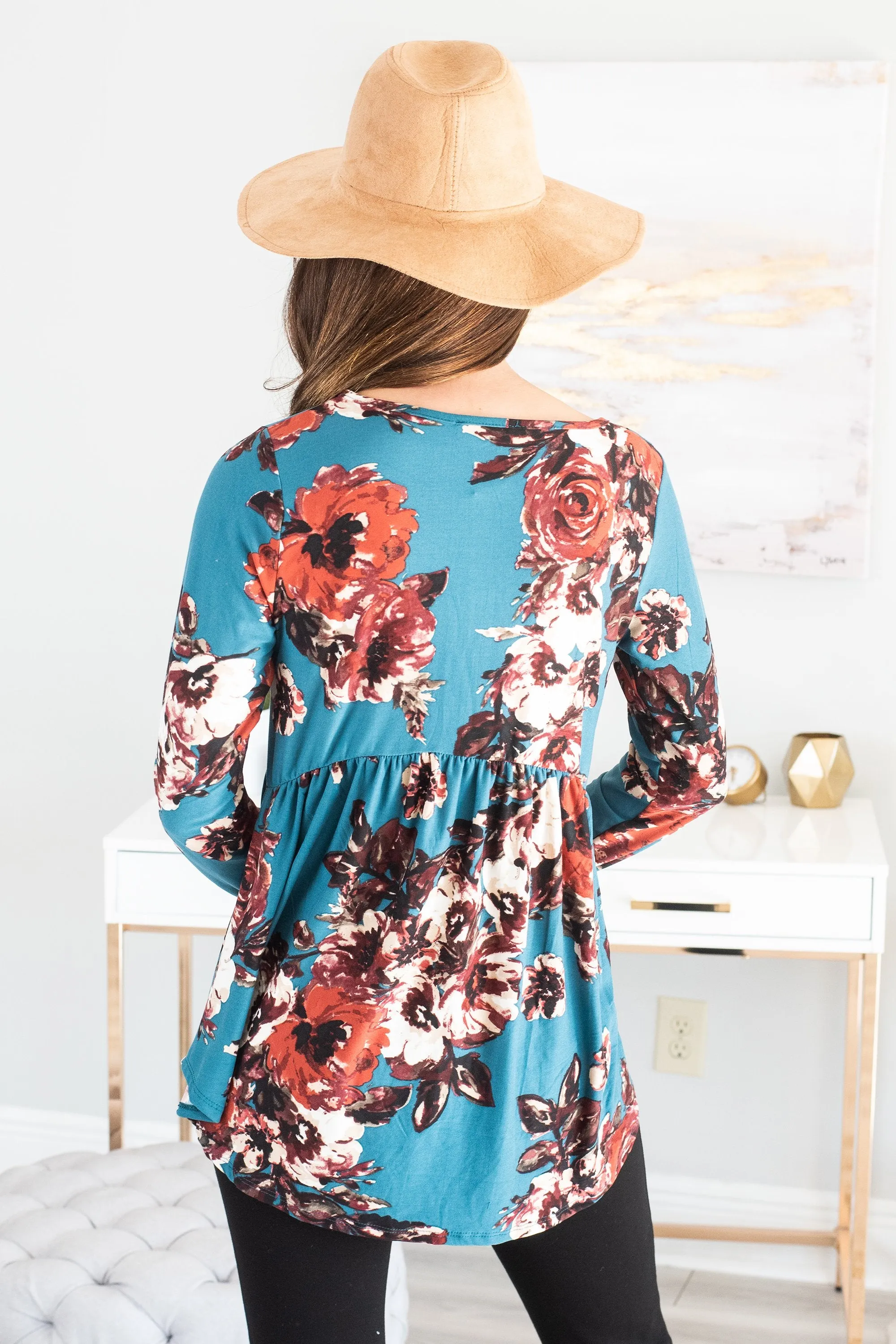 Back To Beauty Teal Blue Babydoll Top