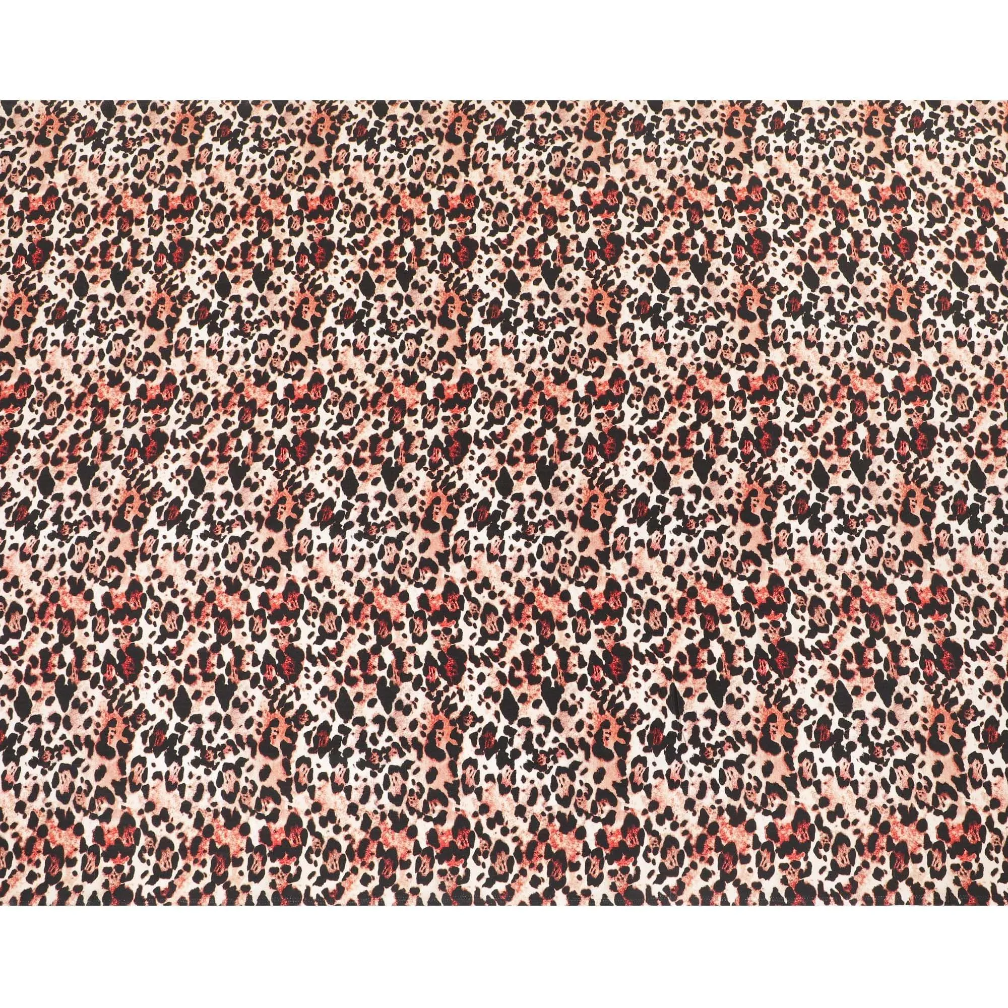 Beige premium pure silk crepe fabric with peach and black print in animal skin design-D9391