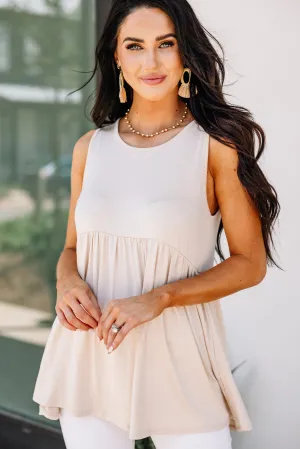 Better With You Oatmeal White Babydoll Tank