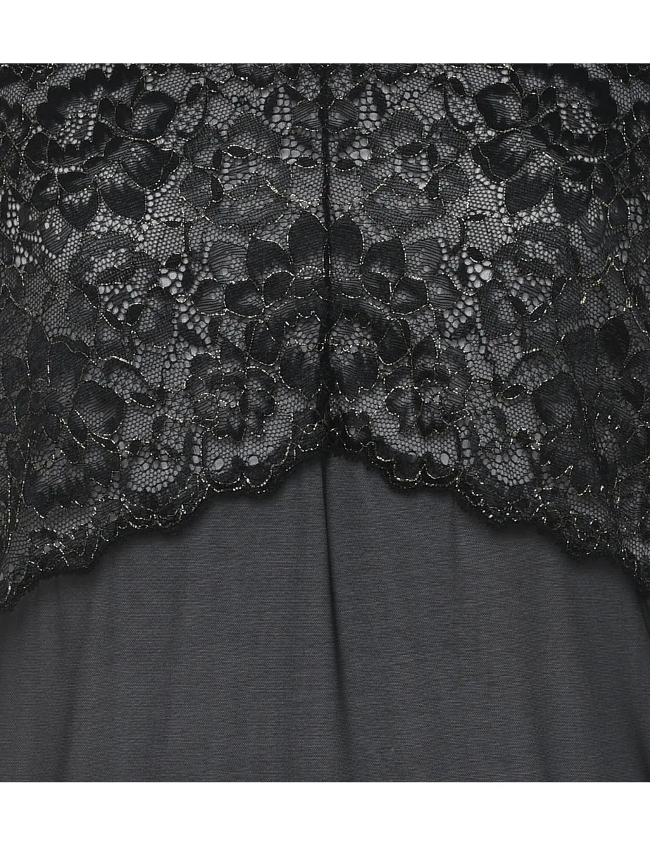 Black Lace Strappy Babydoll - S