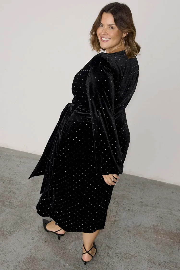 Black Velvet Midi Vienna Dress