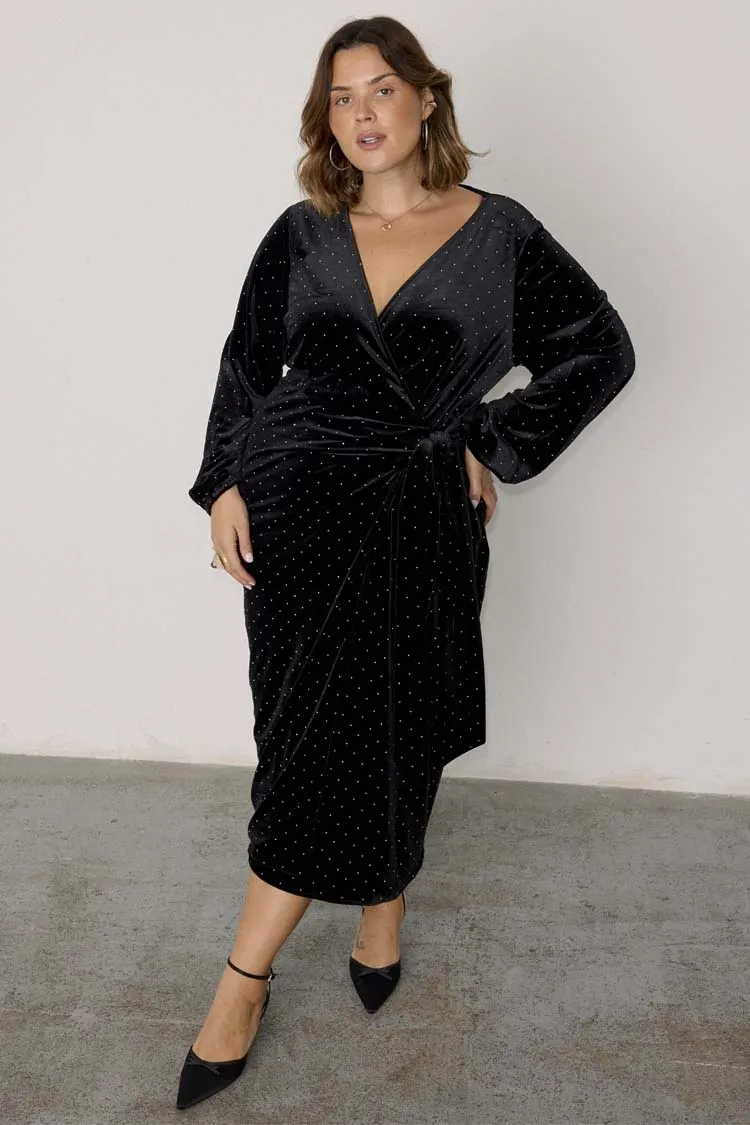Black Velvet Midi Vienna Dress