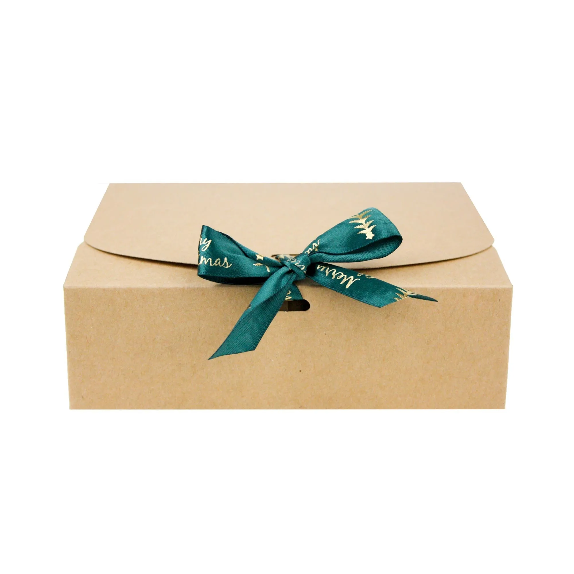 Brown Top-Flap Style Kraft Boxes with Christmas Ribbon Pack of 12 (Sizes Available)