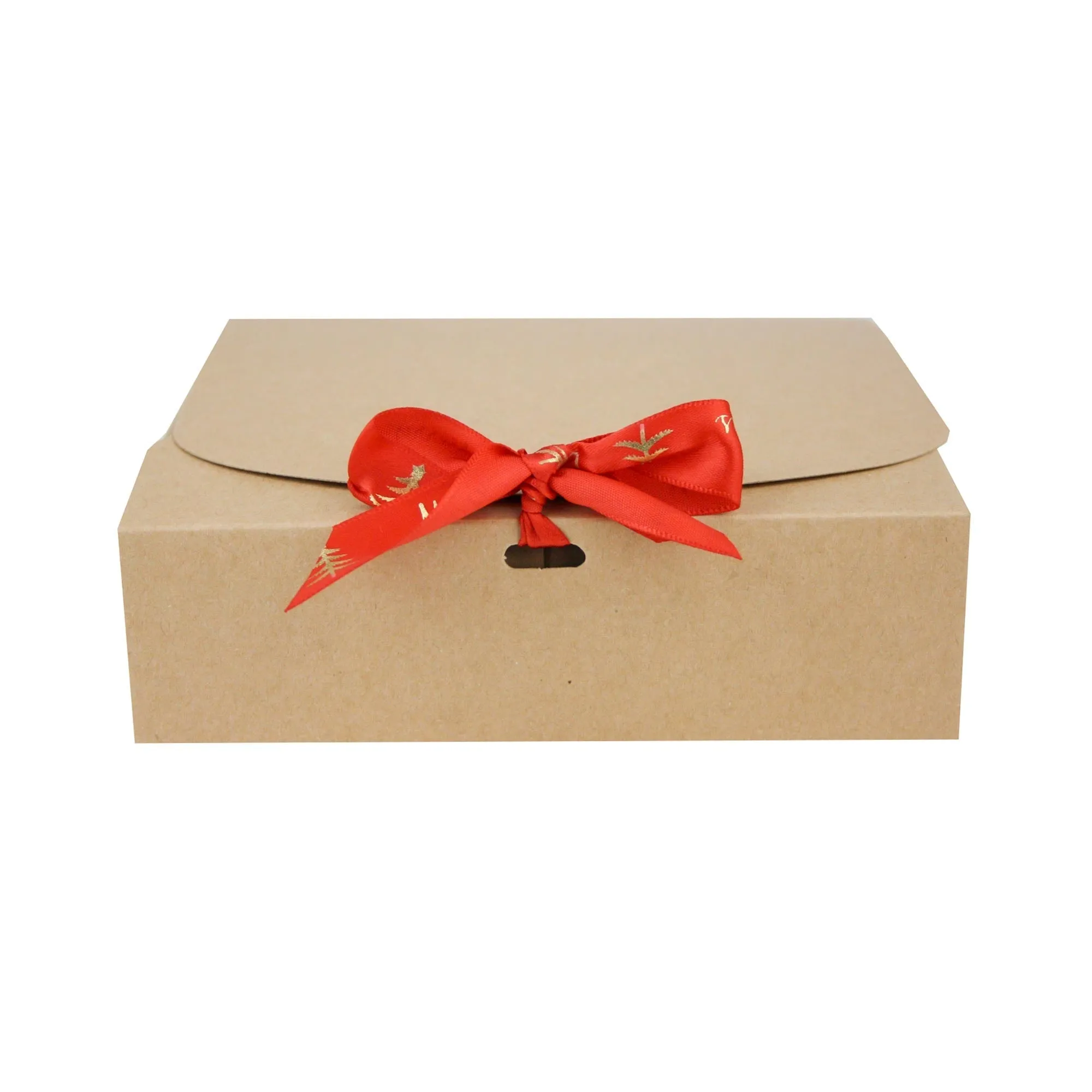 Brown Top-Flap Style Kraft Boxes with Christmas Ribbon Pack of 12 (Sizes Available)