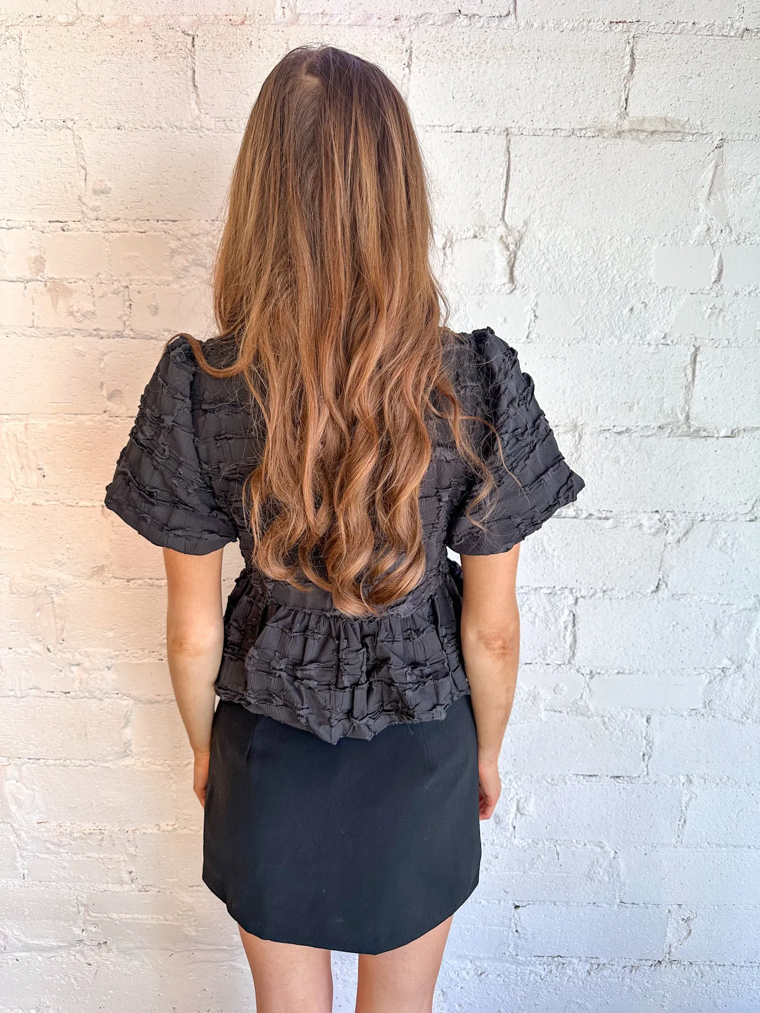 Bubble Babydoll Blouse With Bows