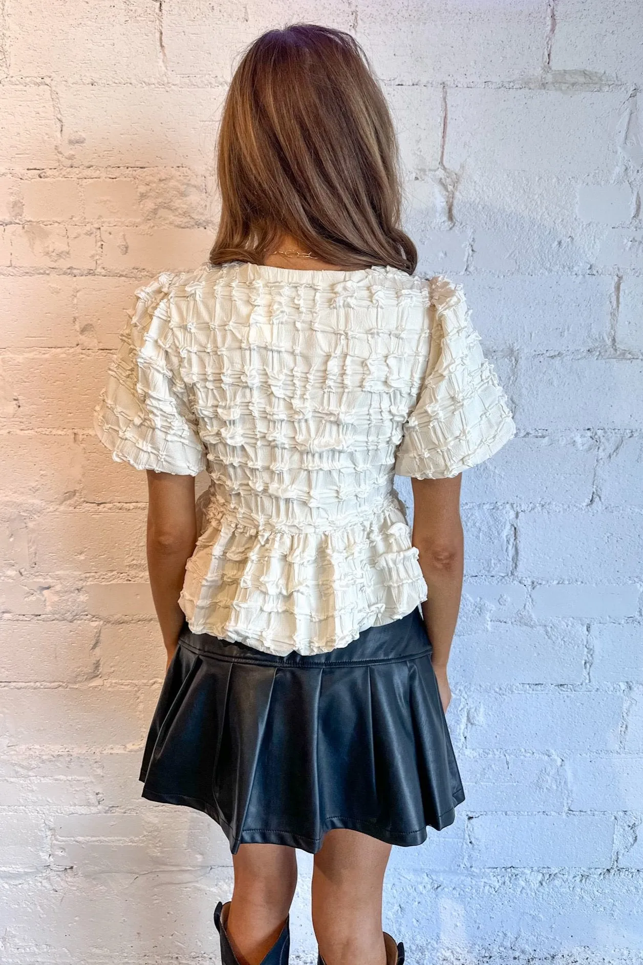 Bubble Babydoll Blouse With Bows