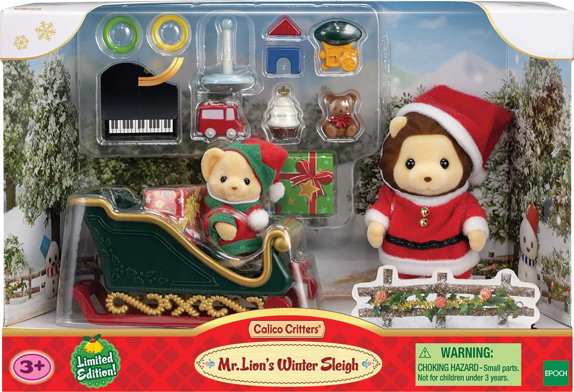 Calico Critters Mr. Lion's Winter Sleigh