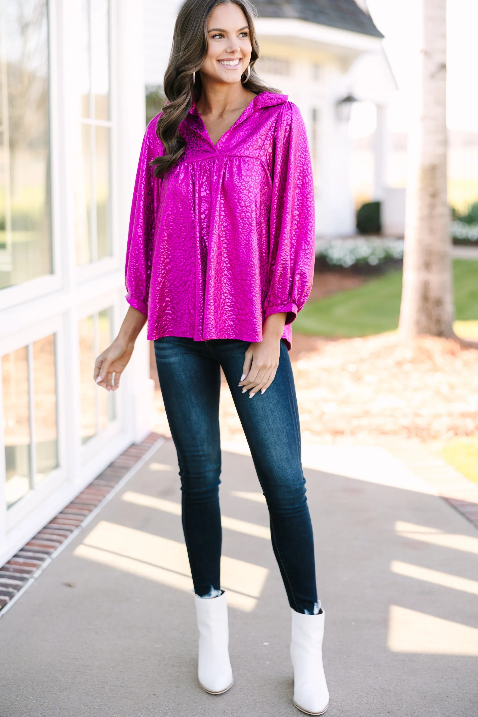 Call Me Later Fuchsia Blouse