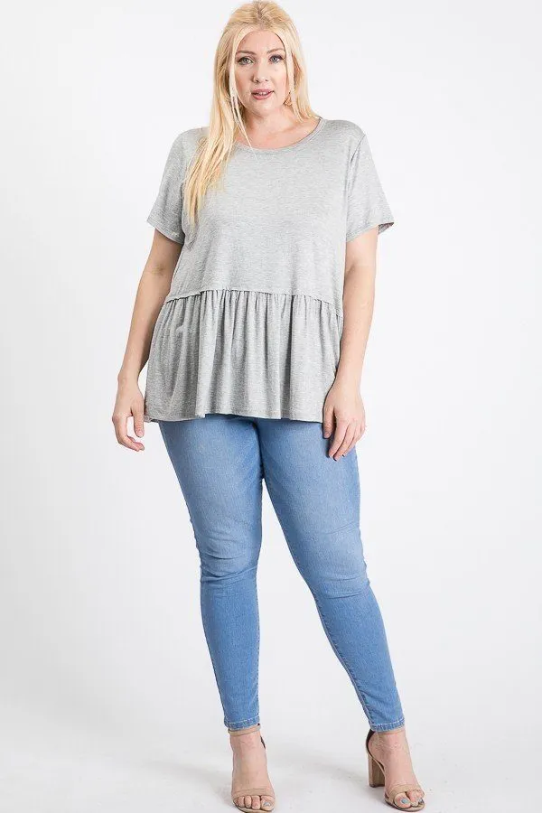 Camo Print With Babydoll Short Sleeve Top