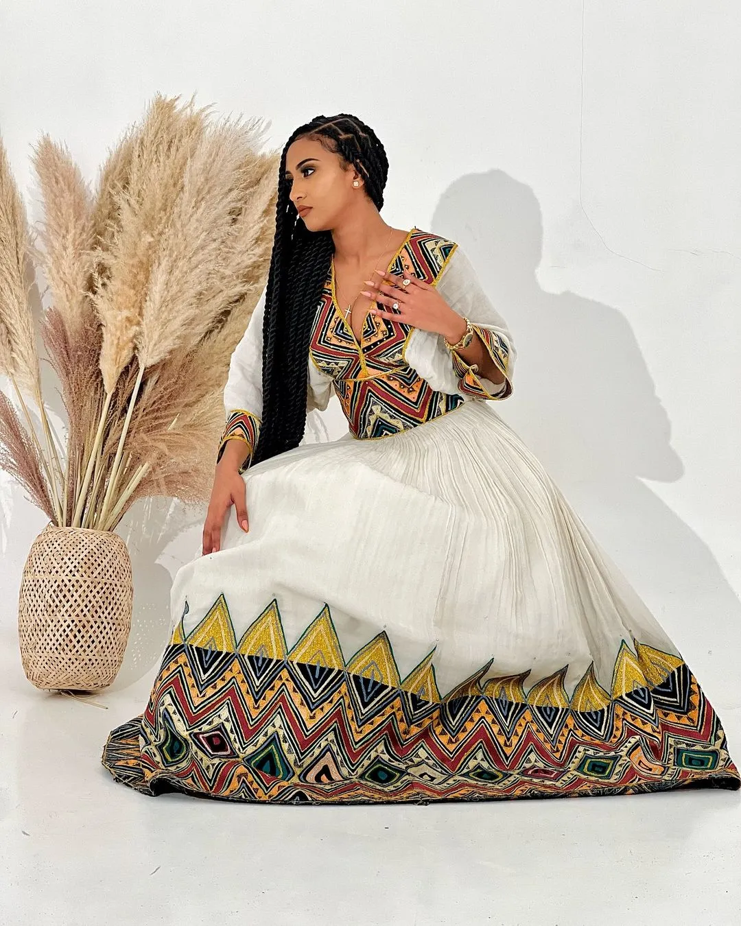 Captivating Colorful Ethiopian Traditional Dress: with Modern Designs Eritrean Clothing for Special Cultural Events Habesha Kemis
