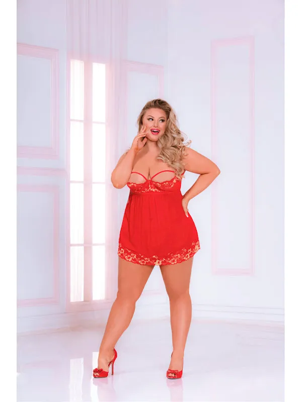 Champagne Wishes Babydoll Set STM-11046-Red-XL