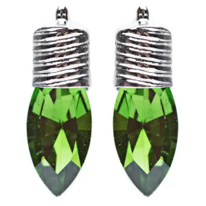 Christmas Jewelry Crystal Holiday Light 20mm Stud Fashion Earrings Silver Green