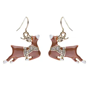 Christmas Jewelry Crystal Rhinestone Adorable Reindeer Dangle Earring E638