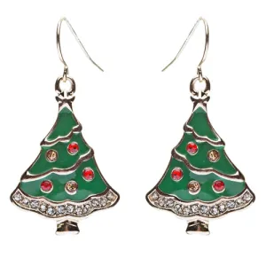 Christmas Jewelry Crystal Rhinestone Gorgeous Dazzle Tree Charm Earrings E643