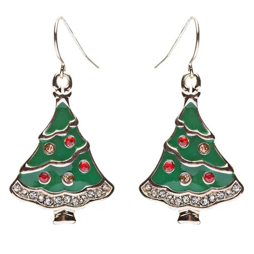 Christmas Jewelry Crystal Rhinestone Gorgeous Dazzle Tree Charm Earrings E643