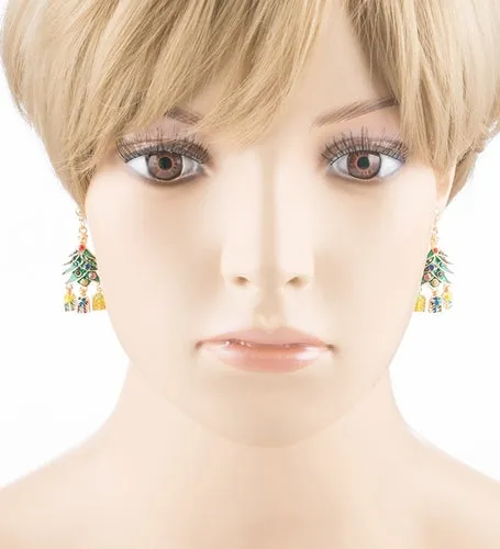 Christmas Jewelry Crystal Rhinestone Holiday Gift Present Tree Earrings E886