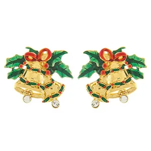 Christmas Jewelry Crystal Rhinestone Jingle Bell Fashion Earrings E1155 Gold
