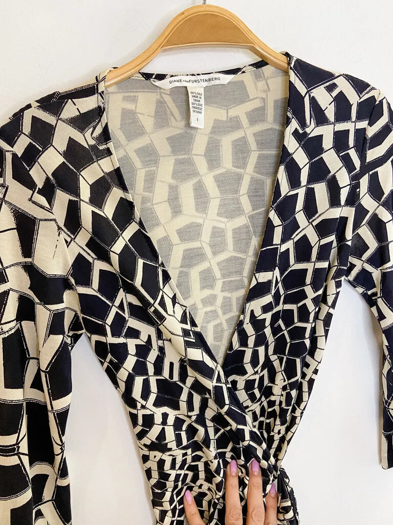 Classic Geometric Wrap Dress