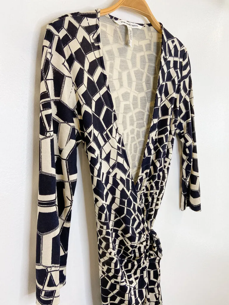 Classic Geometric Wrap Dress