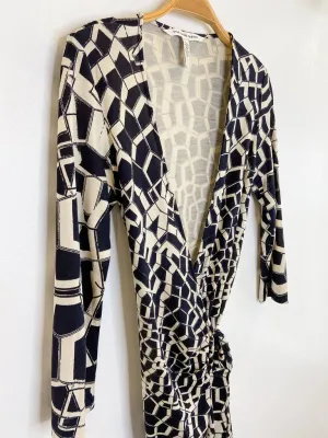 Classic Geometric Wrap Dress