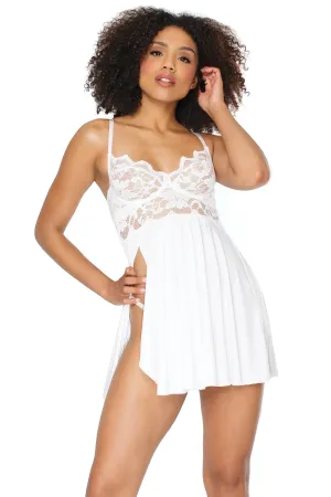 Coquette Stretch Lace White Babydoll