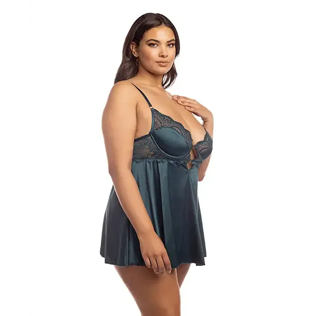Diana Satin & Lace Babydoll W/ring & Keyhole Detail Reflecting Pond