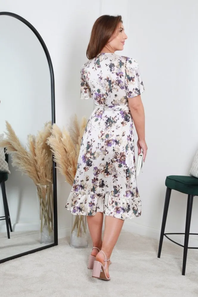 Double Second Printed True Wrap Dress With Frill