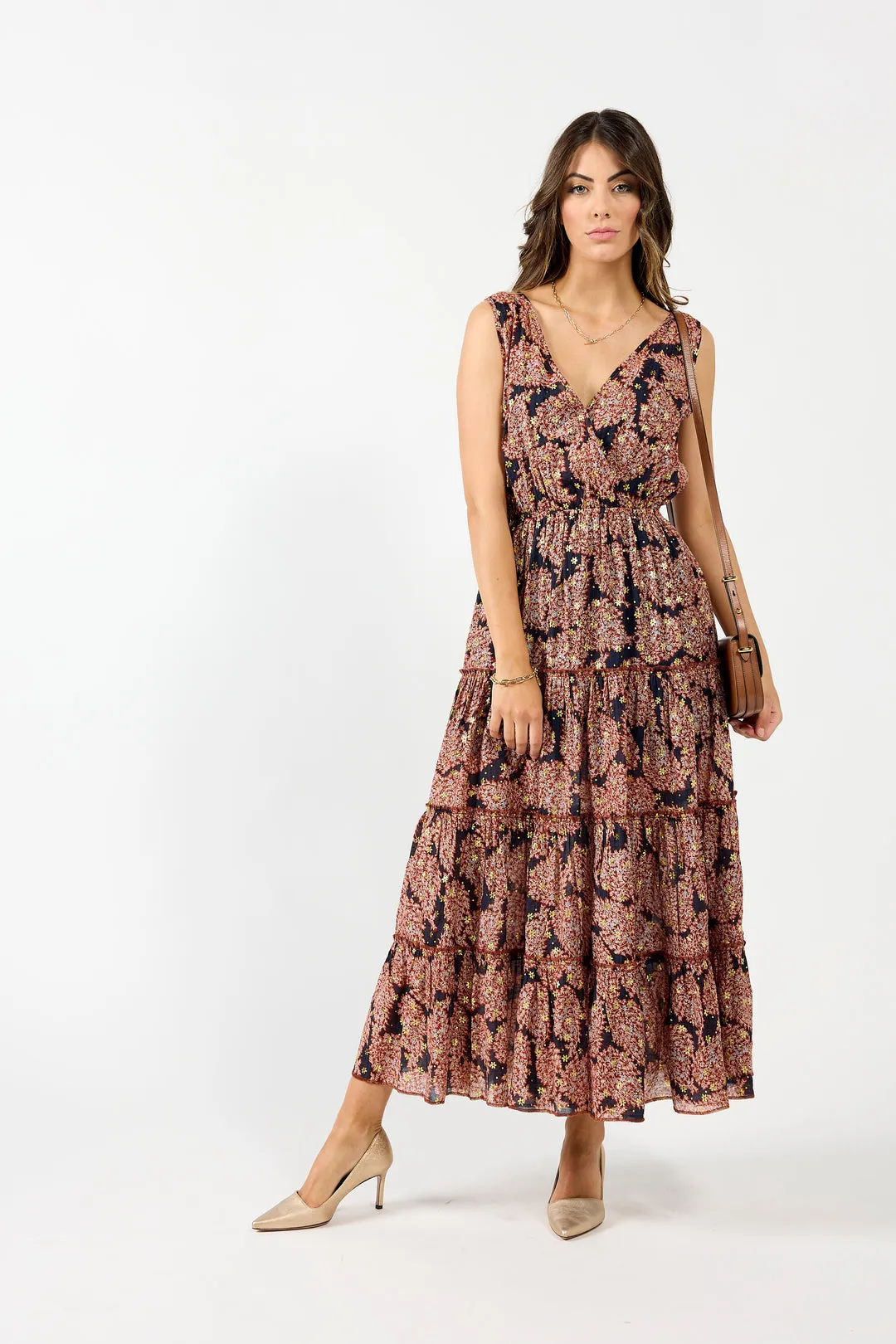 DRAMA THE LABEL ATHENS DRESS BURGUNDY METALLIC