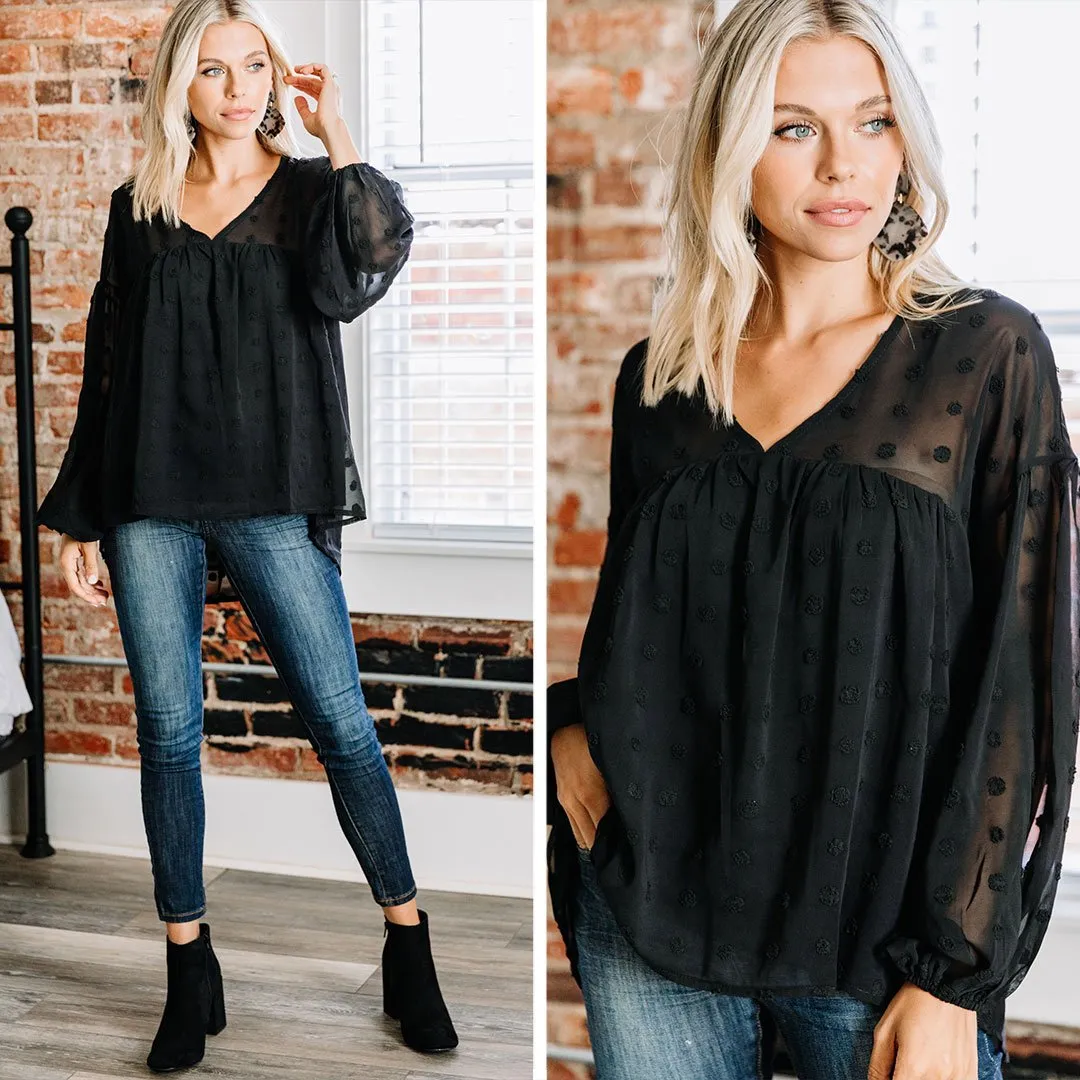 Eternal Beauty Black Swiss Dot Top