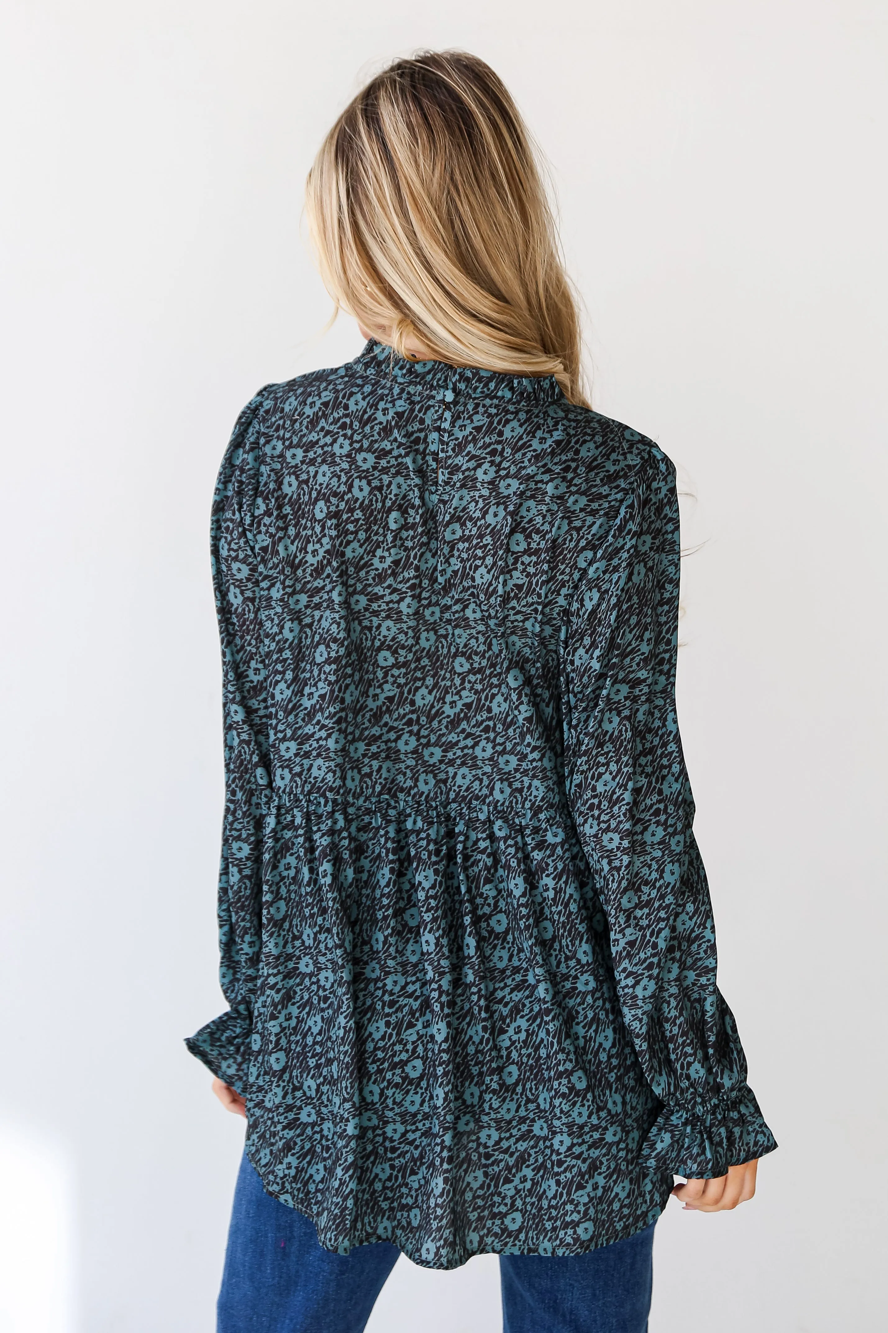 FINAL SALE - Cherished Aura Olive Floral Babydoll Blouse