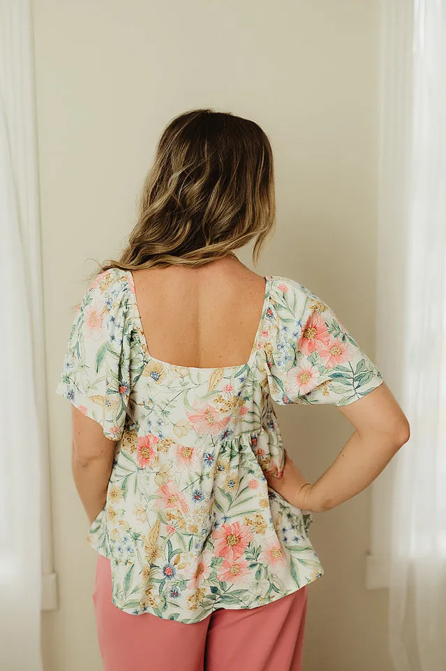Floral Square Neck Babydoll Top