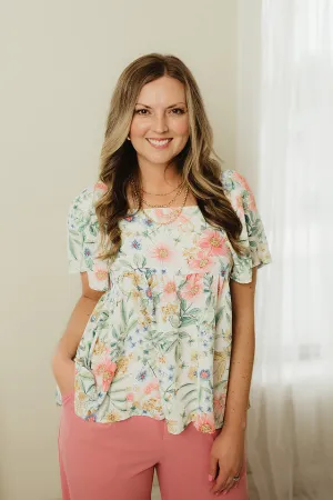 Floral Square Neck Babydoll Top